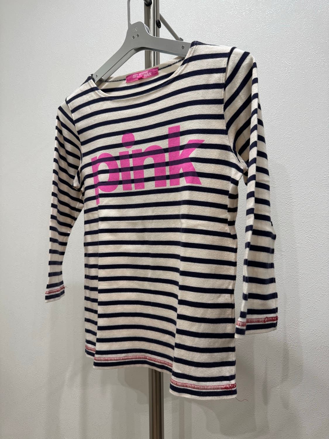 준야와타나베 12ss “pink" 스트라이프 7부 슬리브 상품이미지2