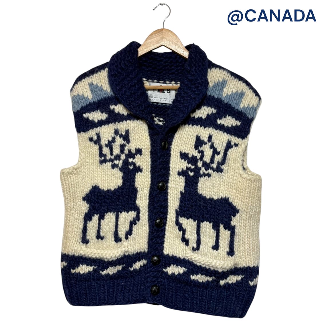3666 FB 캐나다 사슴 코위찬 니트조끼 상품이미지1