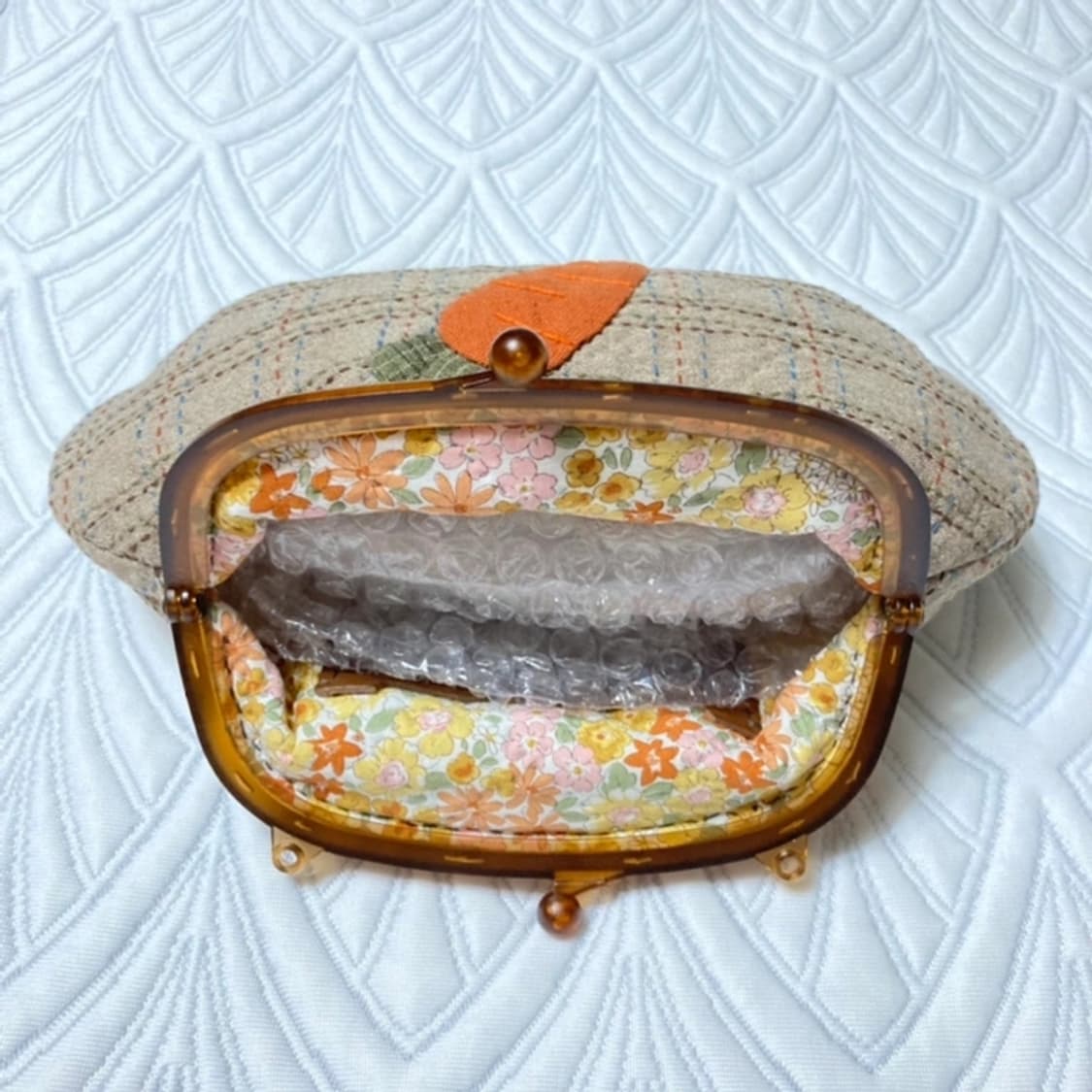 핸드메이드 당근 아플리케 고급 일제퀼트원단 미니 프레임백 파우치 퀼트백 상품이미지4