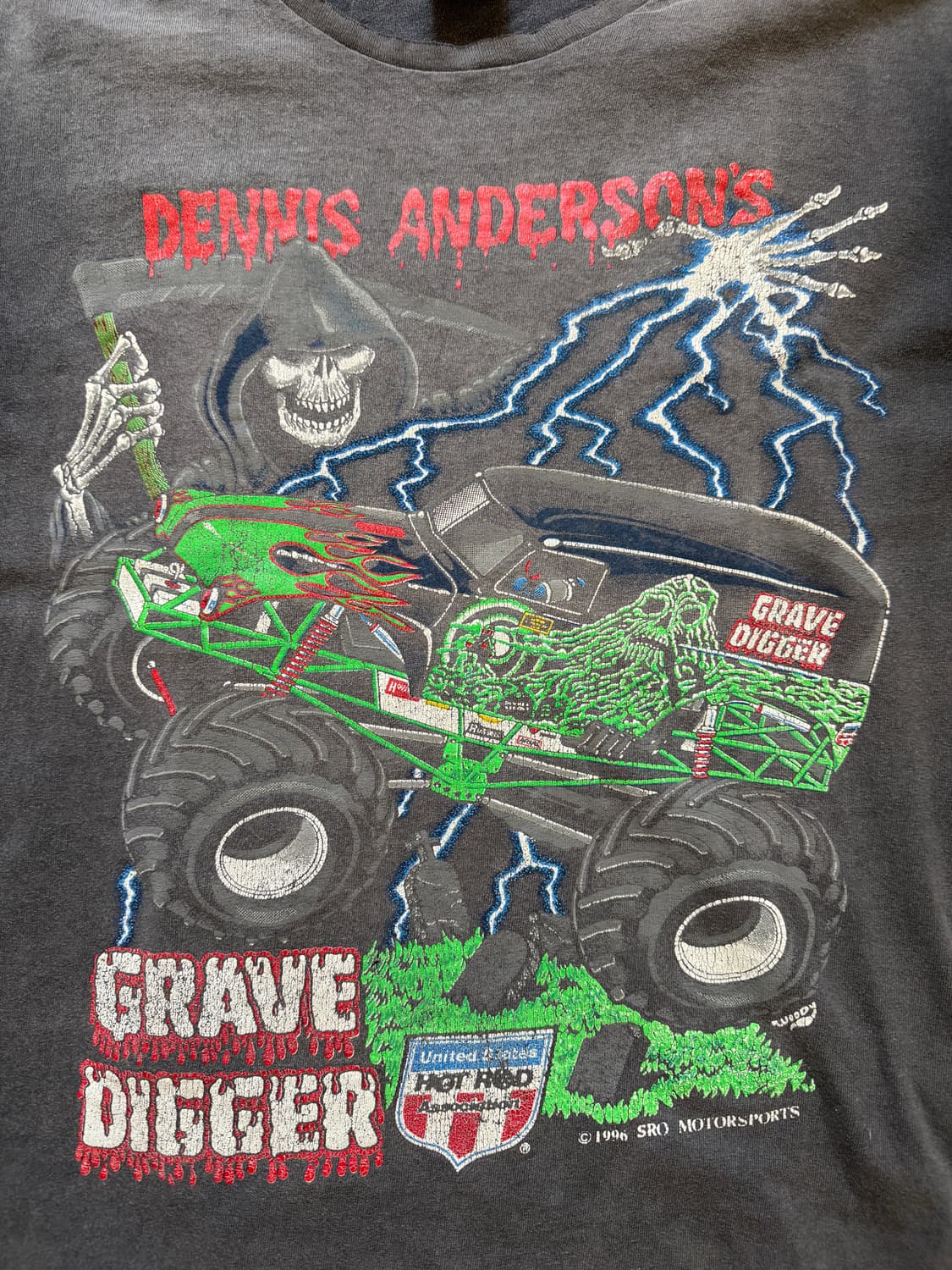 90s GRAVE DIGGER 몬스터 트럭 하드페이딩 빈티지 티셔츠 상품이미지2