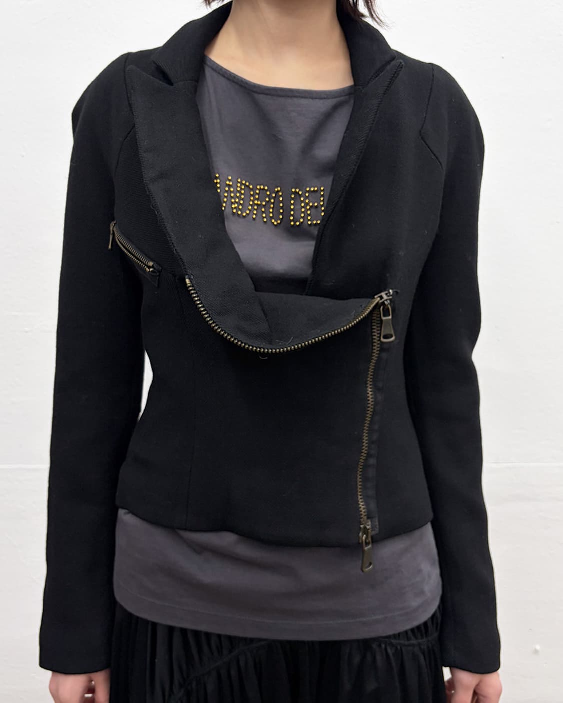 빈티지 비대칭 지퍼 블레이저 상품이미지5