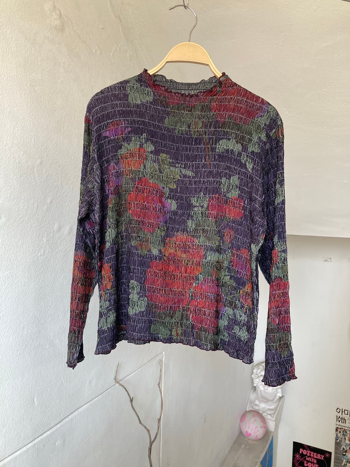 빈티지 에스닉 플라워 긴팔 블라우스 상품이미지1