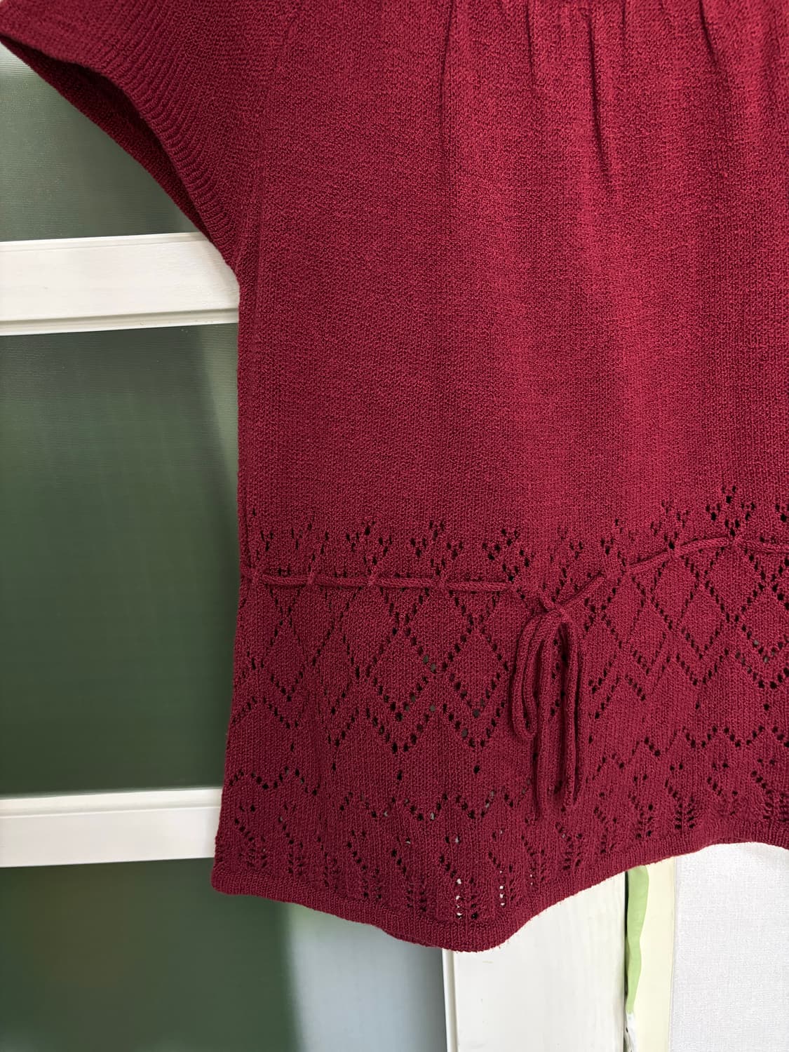 레드 반소매 니트 블라우스 상품이미지3