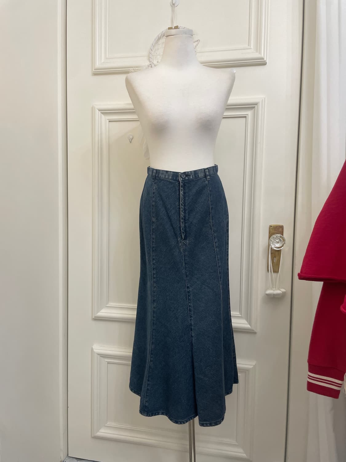 blue denim flare long skirt 상품이미지1