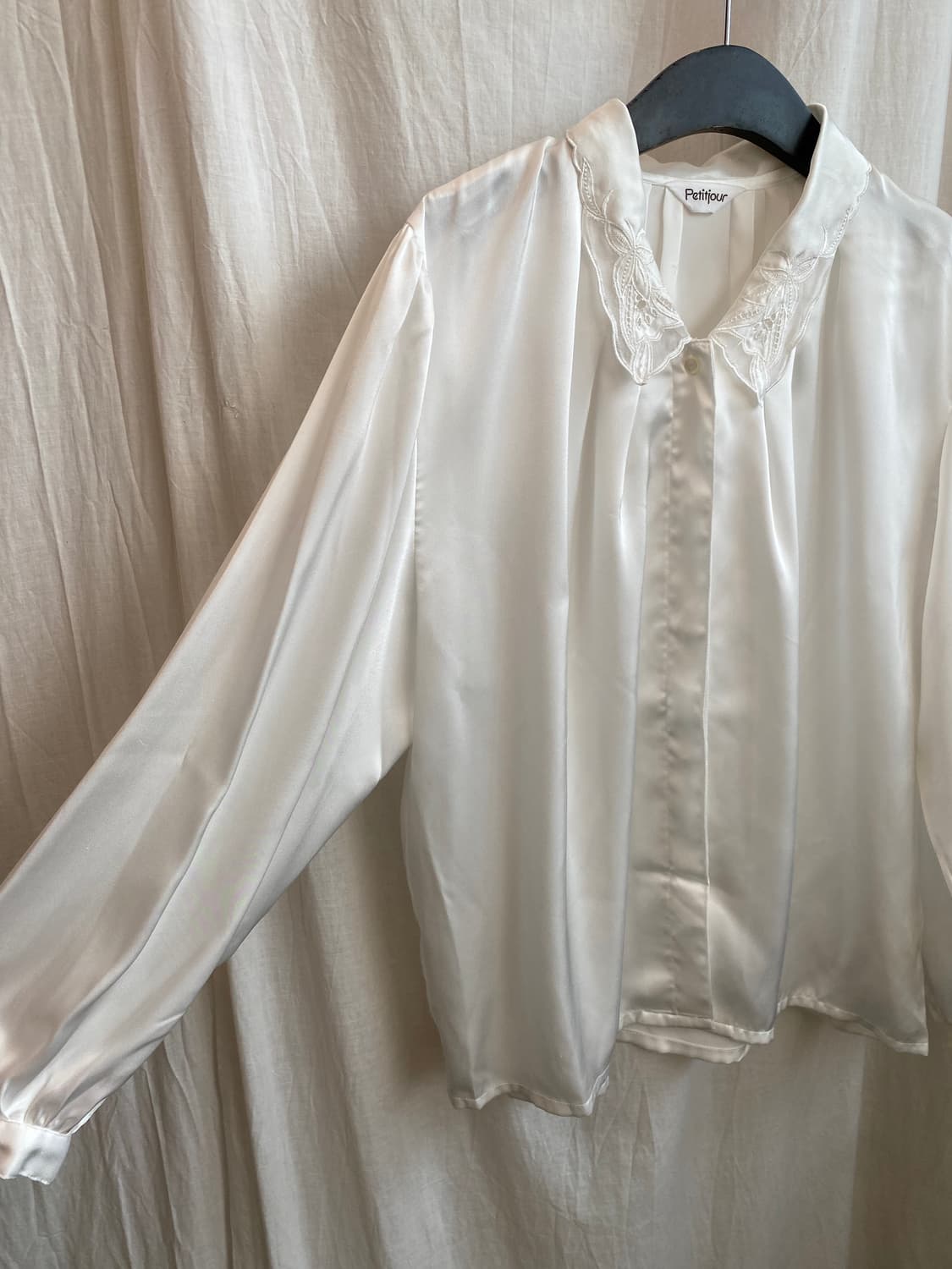 빈티지 화이트 실크블라우스(M-L) 상품이미지6