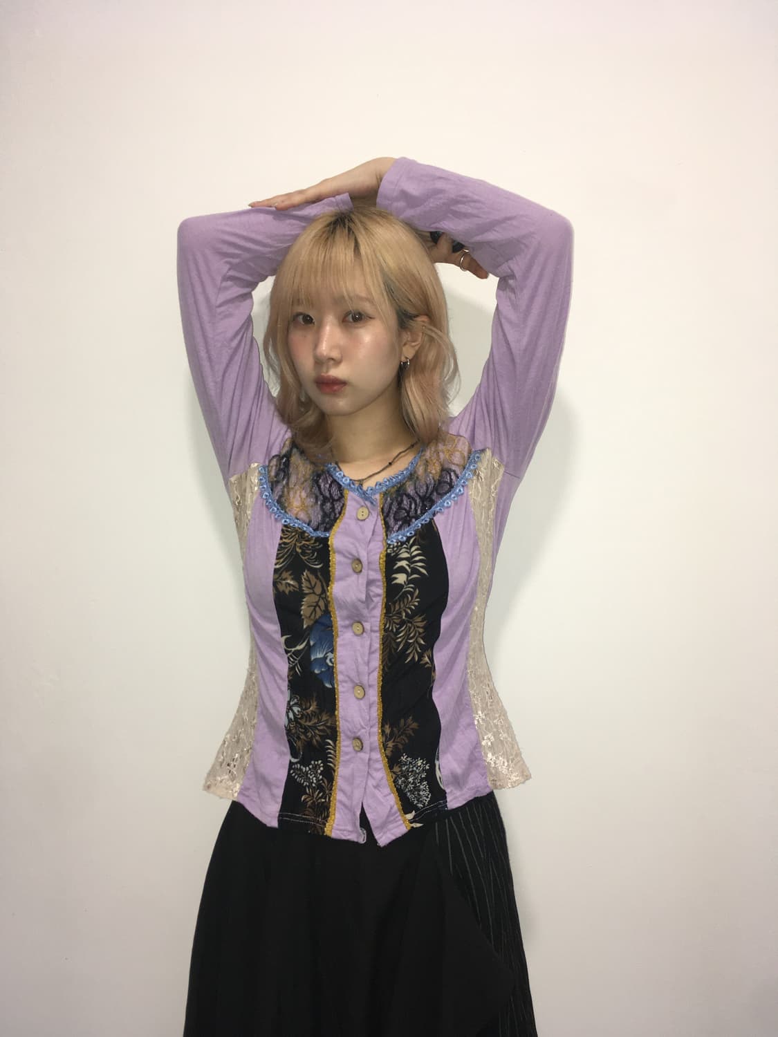 jpn vintage archive patchwork lace cardi 상품이미지2