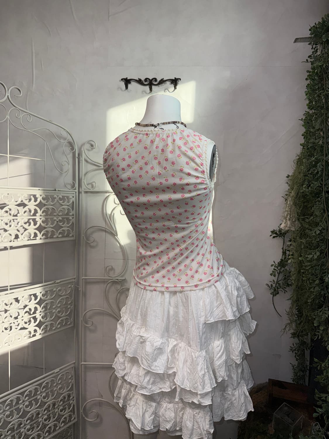 Pink white mini flower sleeveless 상품이미지6