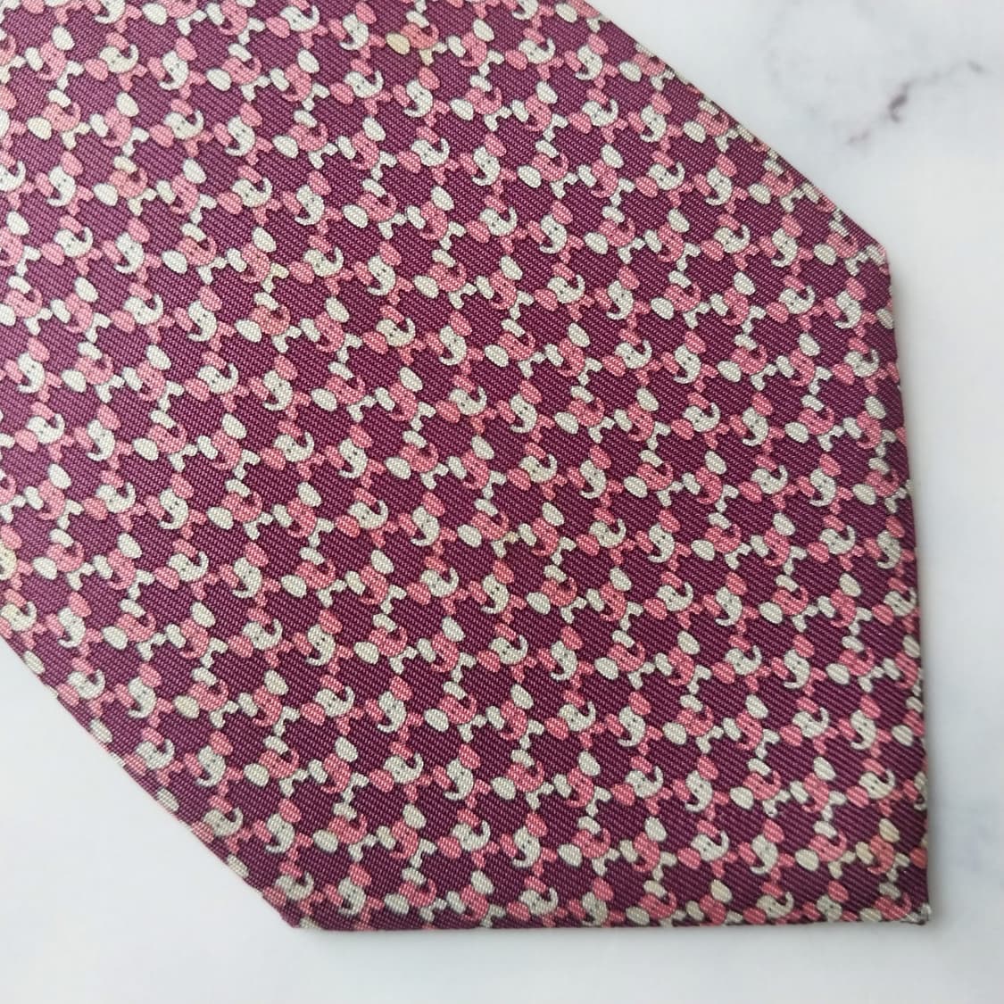 살바토레 페라가모 코끼리 모티브 넥타이 8.9cm A~B등급 K2176 상품이미지3