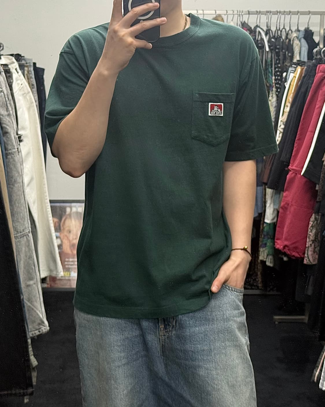 벤데이비스 초록색 그린 포켓 반팔 티셔츠 XL 105 스트릿 일본 빈티지 상품이미지1