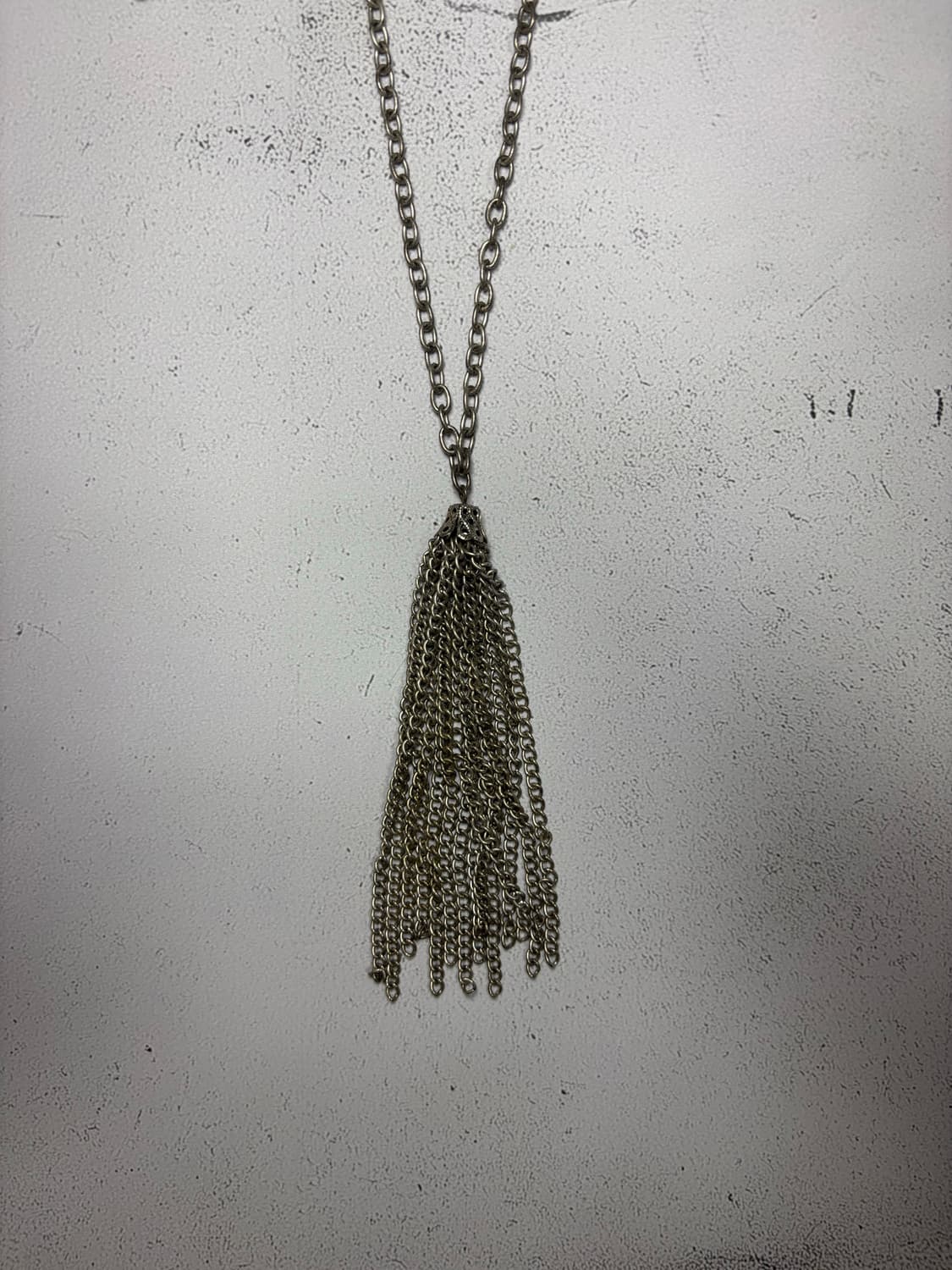 Silver tone chain fringe necklace 상품이미지2