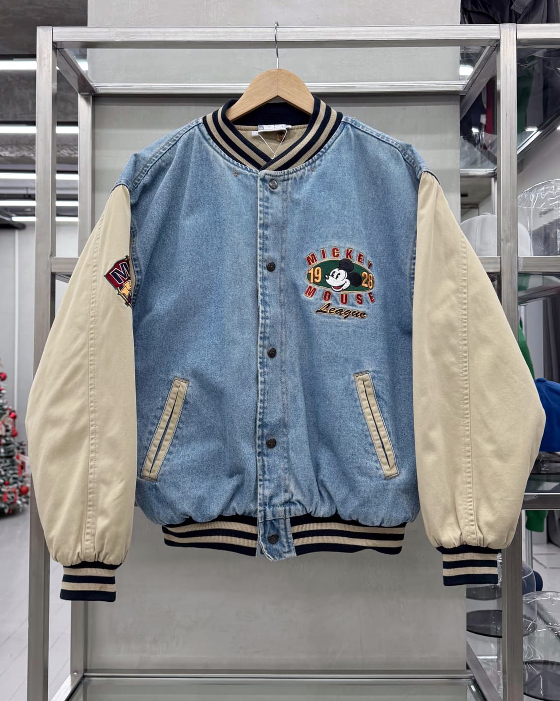 디즈니 00s 미키마우스 백로고 데님 바시티 자켓 상품이미지4