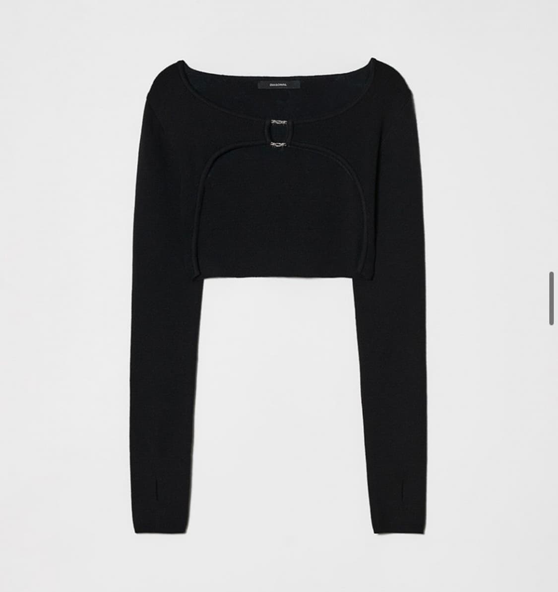 다이애그널 메탈 링 니트 볼레로 탑 블랙 상품이미지2