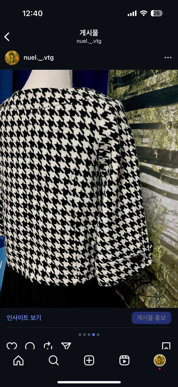 빈티지 하운드 체크 반코트 라운드넥 상품이미지4