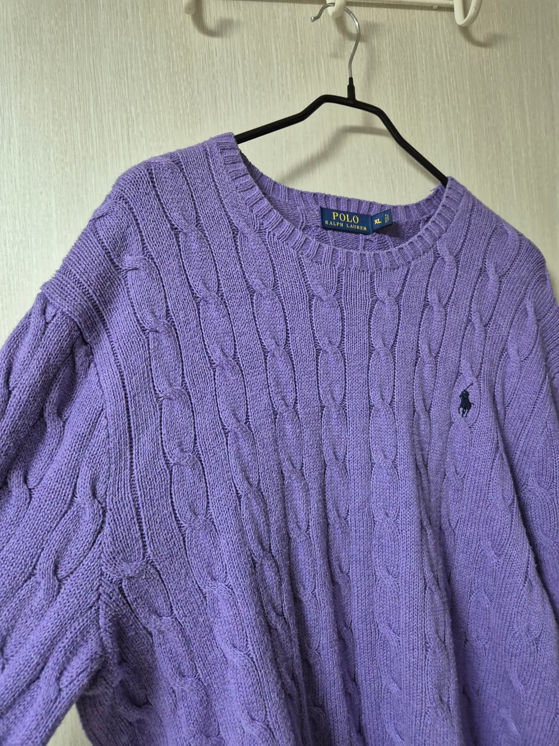 폴로 랄프로렌 케이블 니트 퍼플 XL 남성 꽈배기니트 상품이미지3