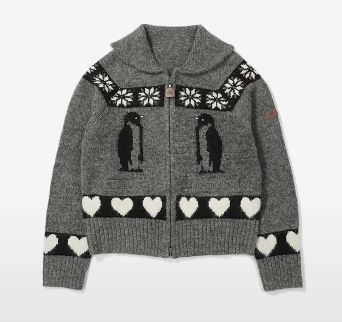 [95] 비비씨어스 하트 펭귄 가디건 그레이 bbc earth 상품이미지1