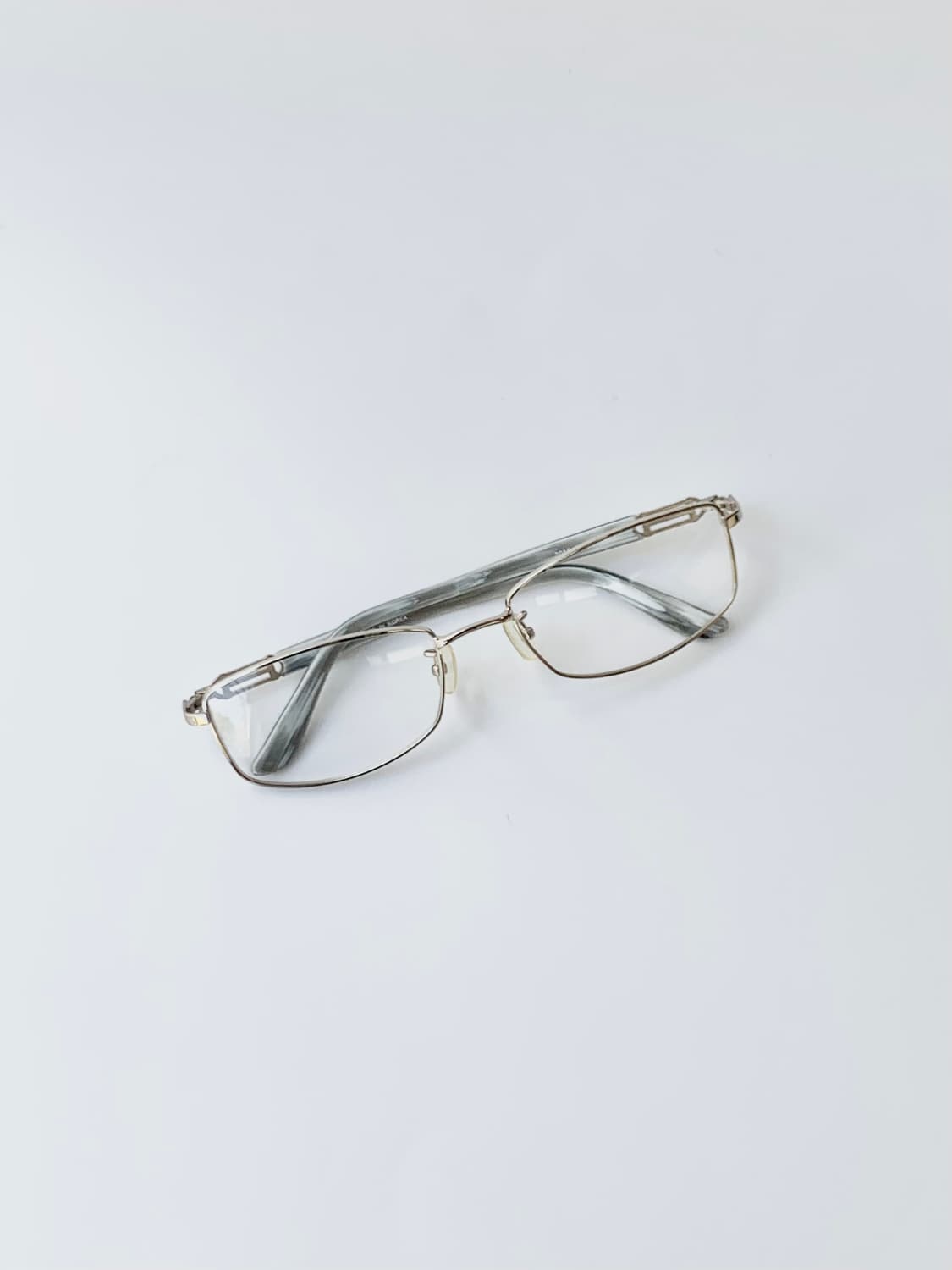 [픽키-614] 실버 스퀘어 사각 메탈 안경 데드스탁 빈티지 온테 상품이미지2