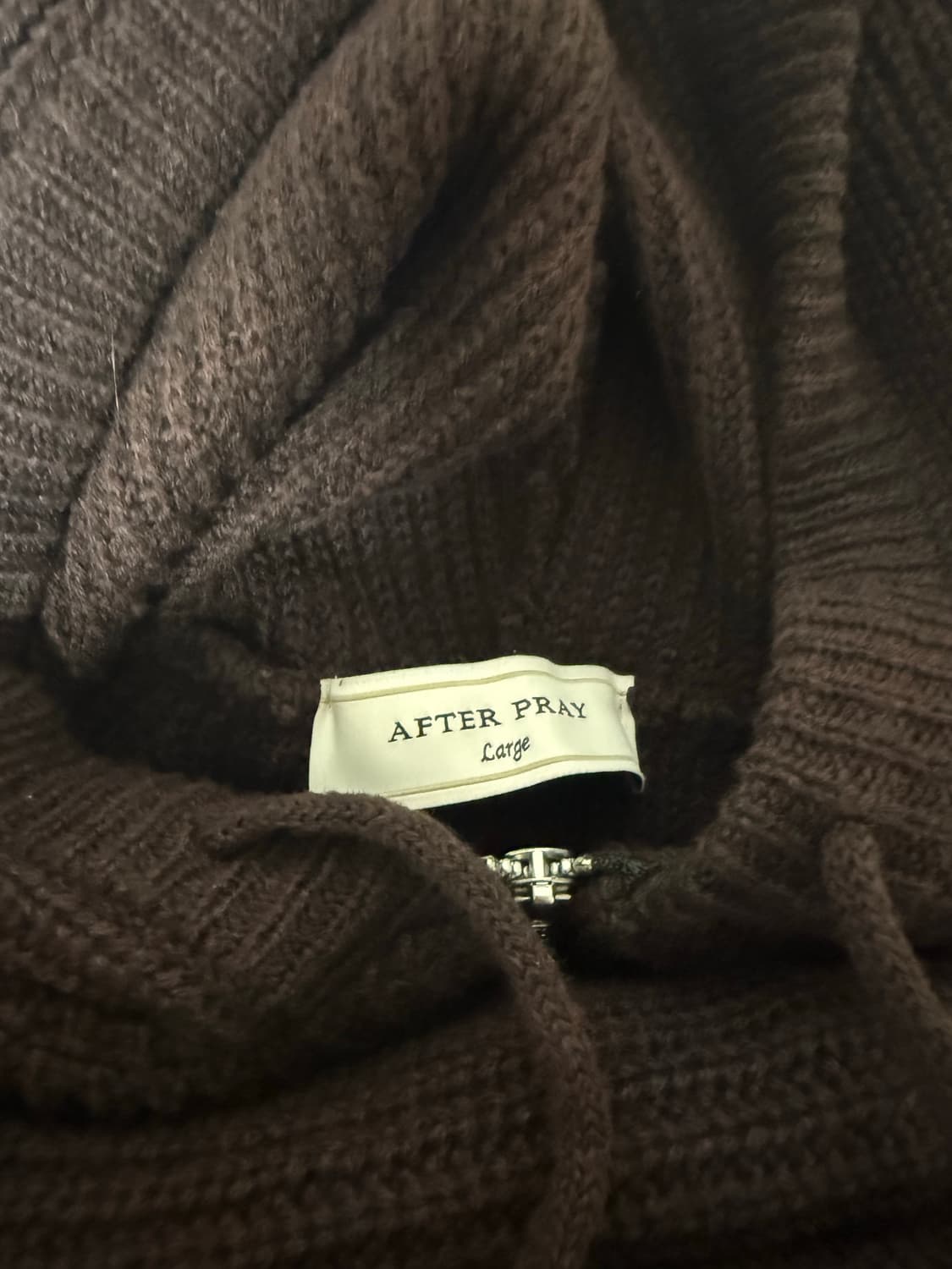 애프터프레이 니트 후디 집업 브라운 L 상품이미지5