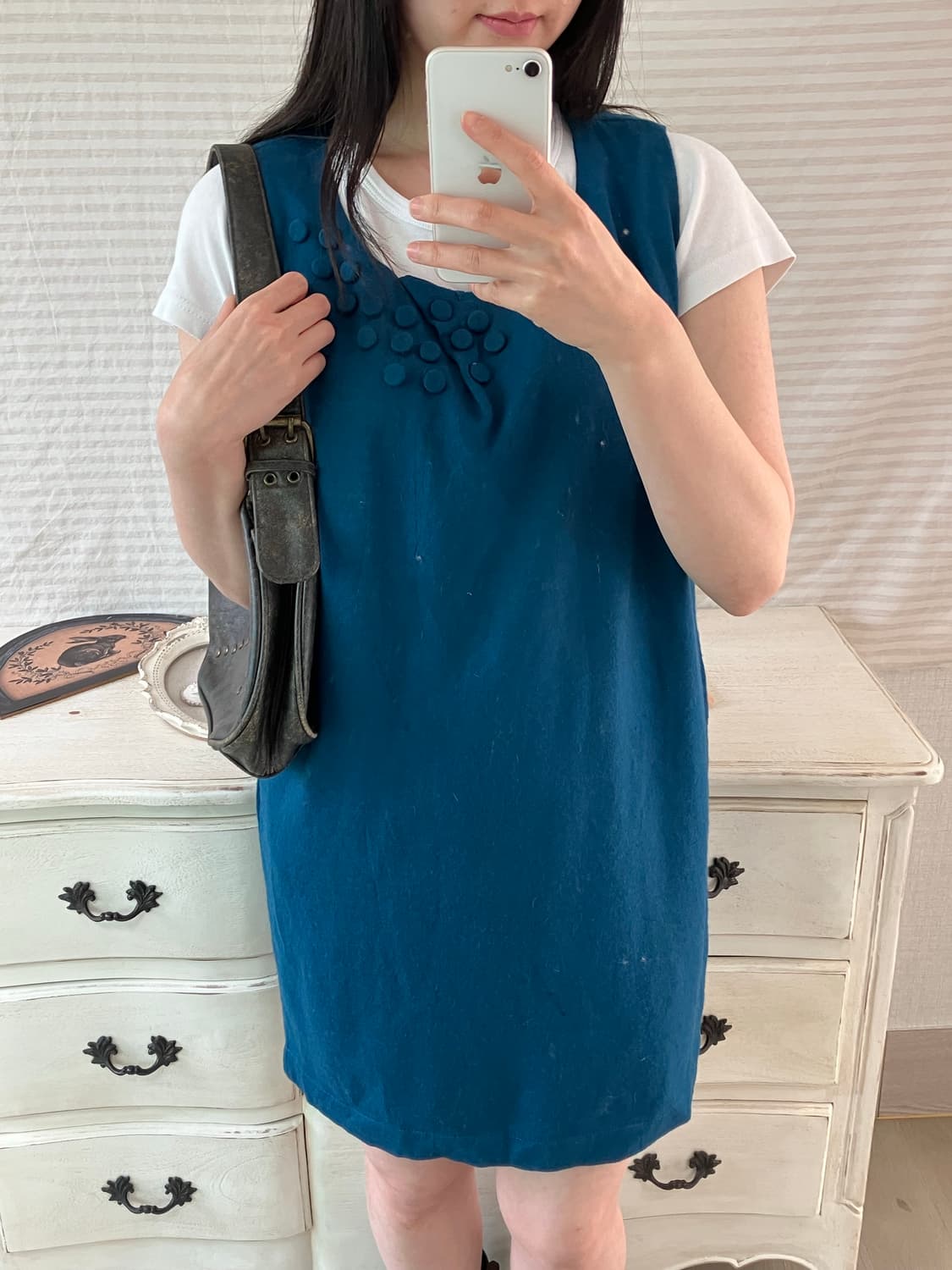 jpn vintage 블루 버튼 민소매 원피스 y2k 스트릿 갸루 펑키  상품이미지4