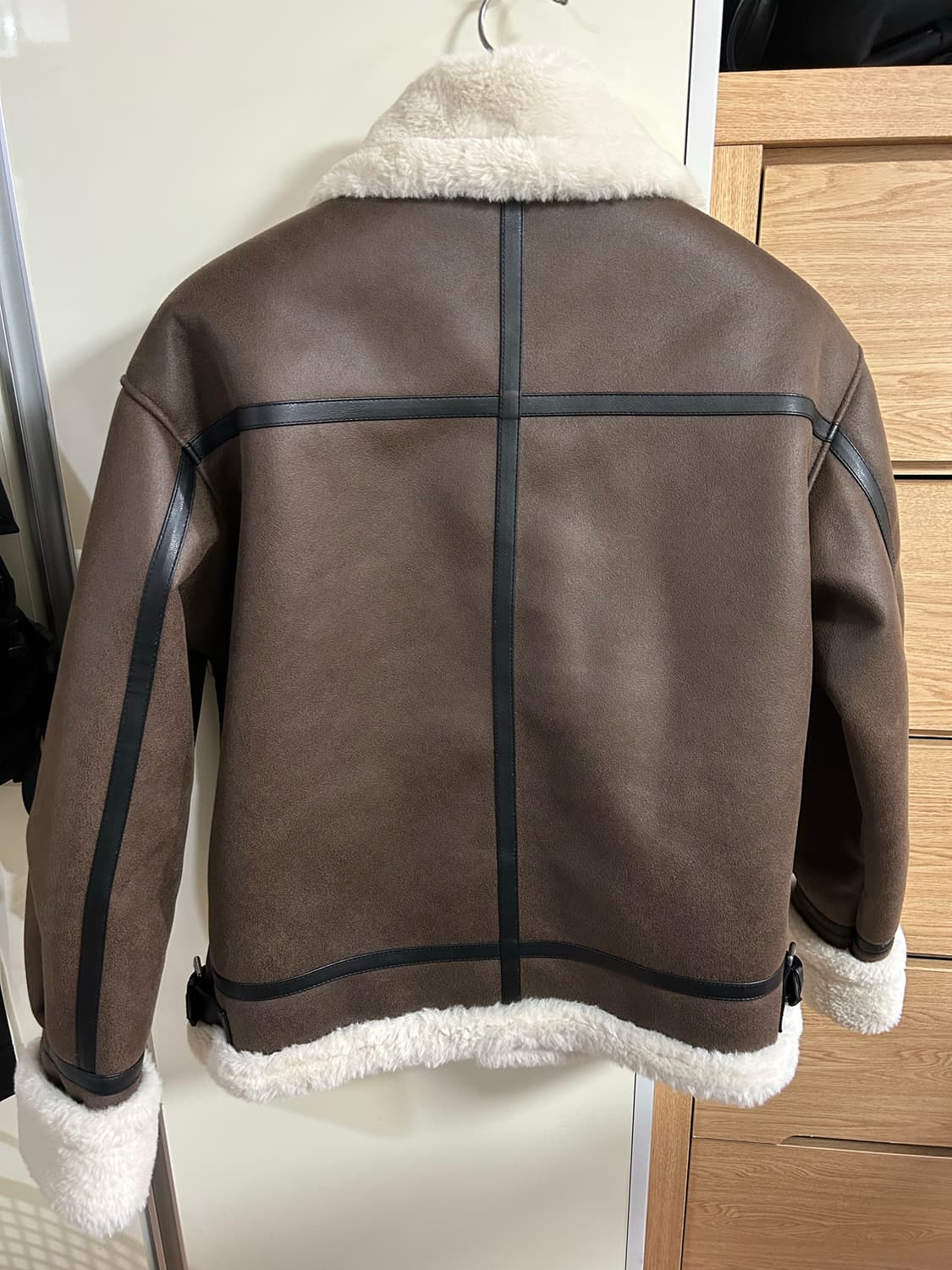 도프제이슨 하이넥 레더 무톤 자켓 BROWN 상품이미지3