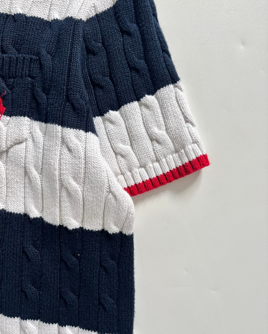 Polo 폴로 랄프로렌 QR라벨 레드포니 단가라 케이블 반팔니트 상품이미지7