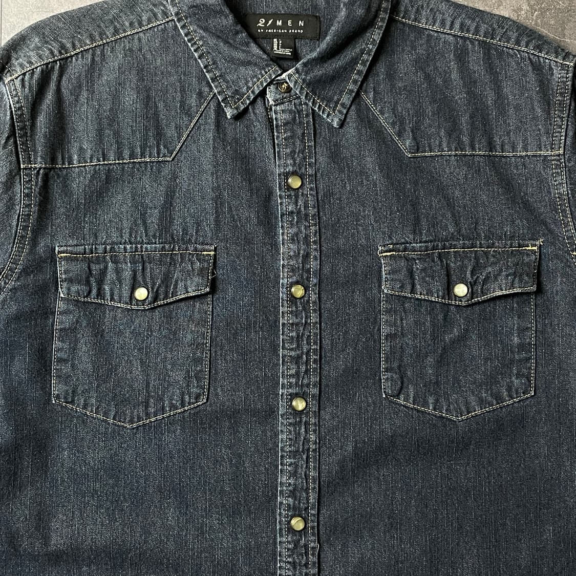 UNKNOWN 빈티지 인디고 스냅버튼 데님 코튼 셔츠 A00518 상품이미지3
