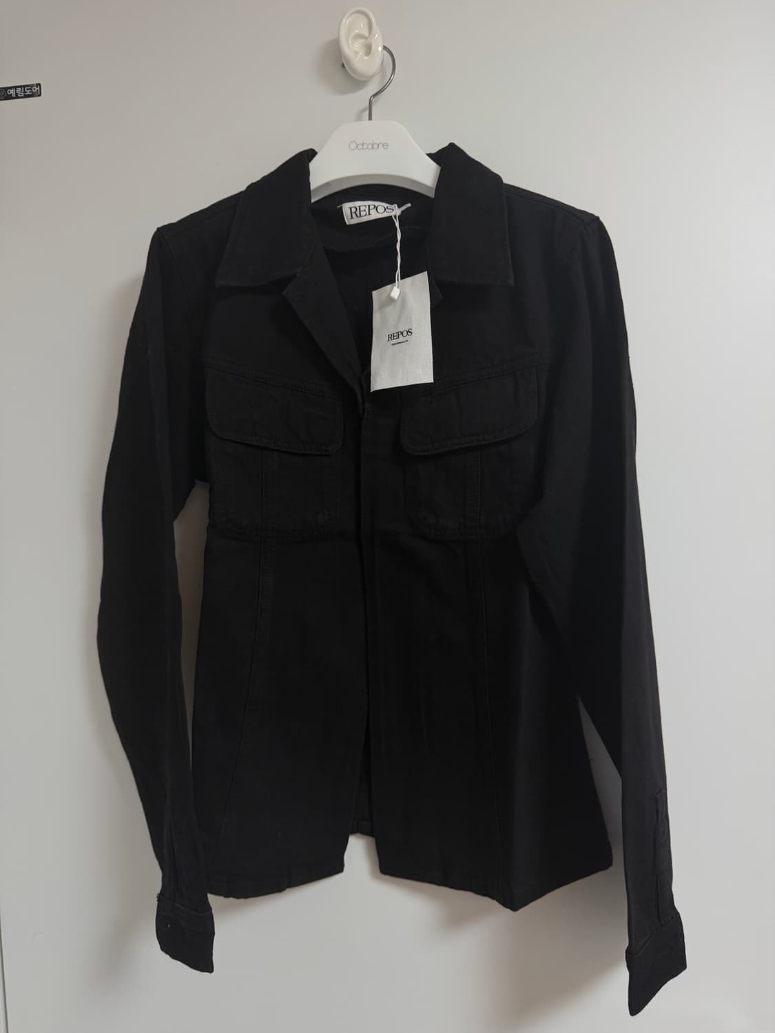 리포스 / COTTON DENIM SHIRT (BLACK) 상품이미지4