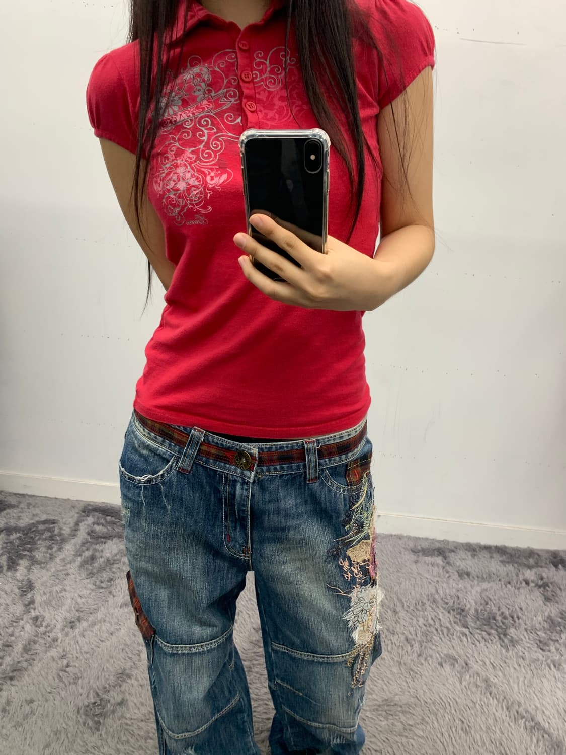 Guess jeans y2k 딱붙 카라 반팔티 상품이미지2
