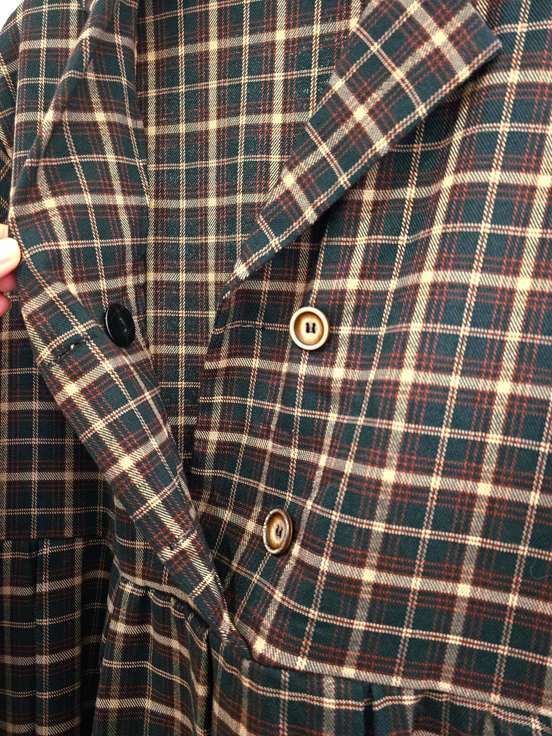 Japan 카키 체크 핀턱 OPS 상품이미지5