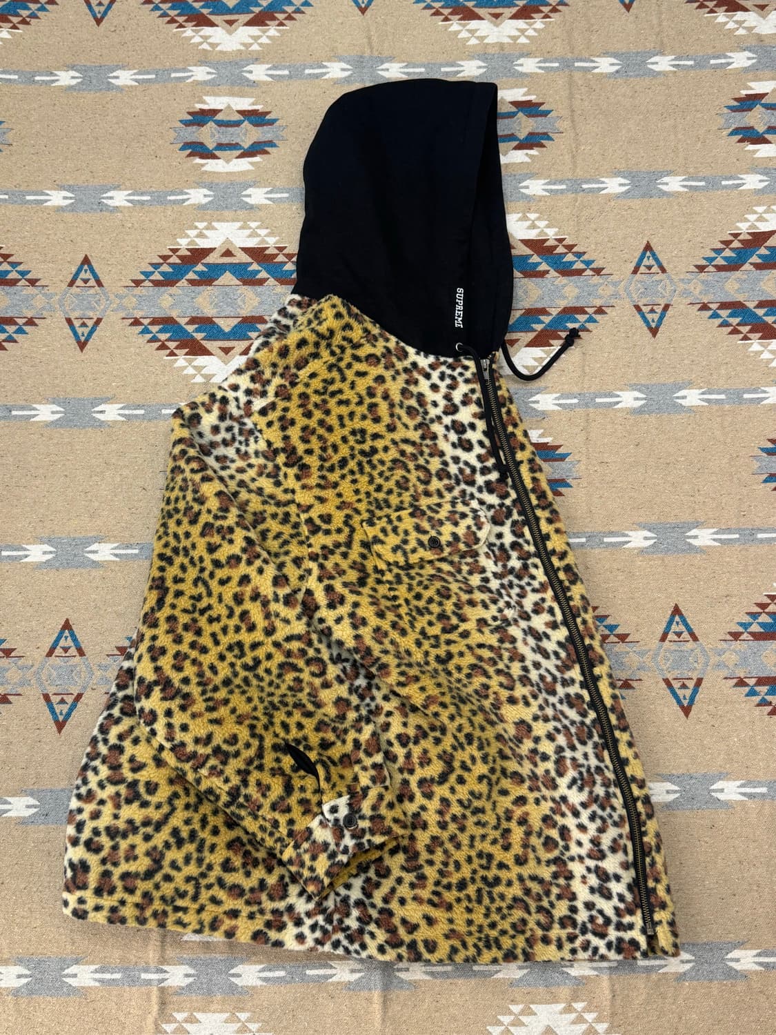 [L] 슈프림 플리스 집업 후드 셔츠 브라운 레오파드  상품이미지8