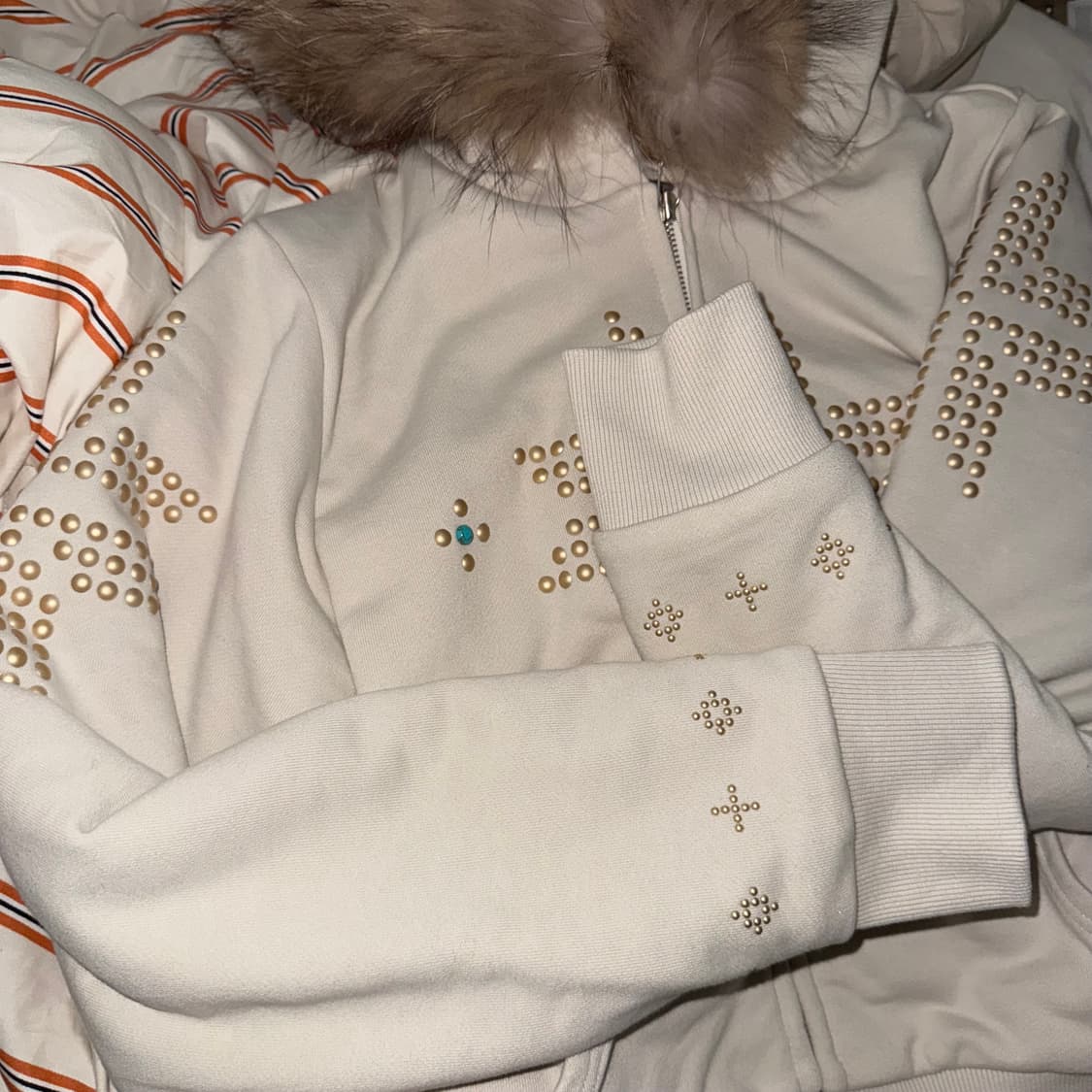 스컬프터 퍼 트리밍 후드집업 더티화이트 m fur trimming 상품이미지6