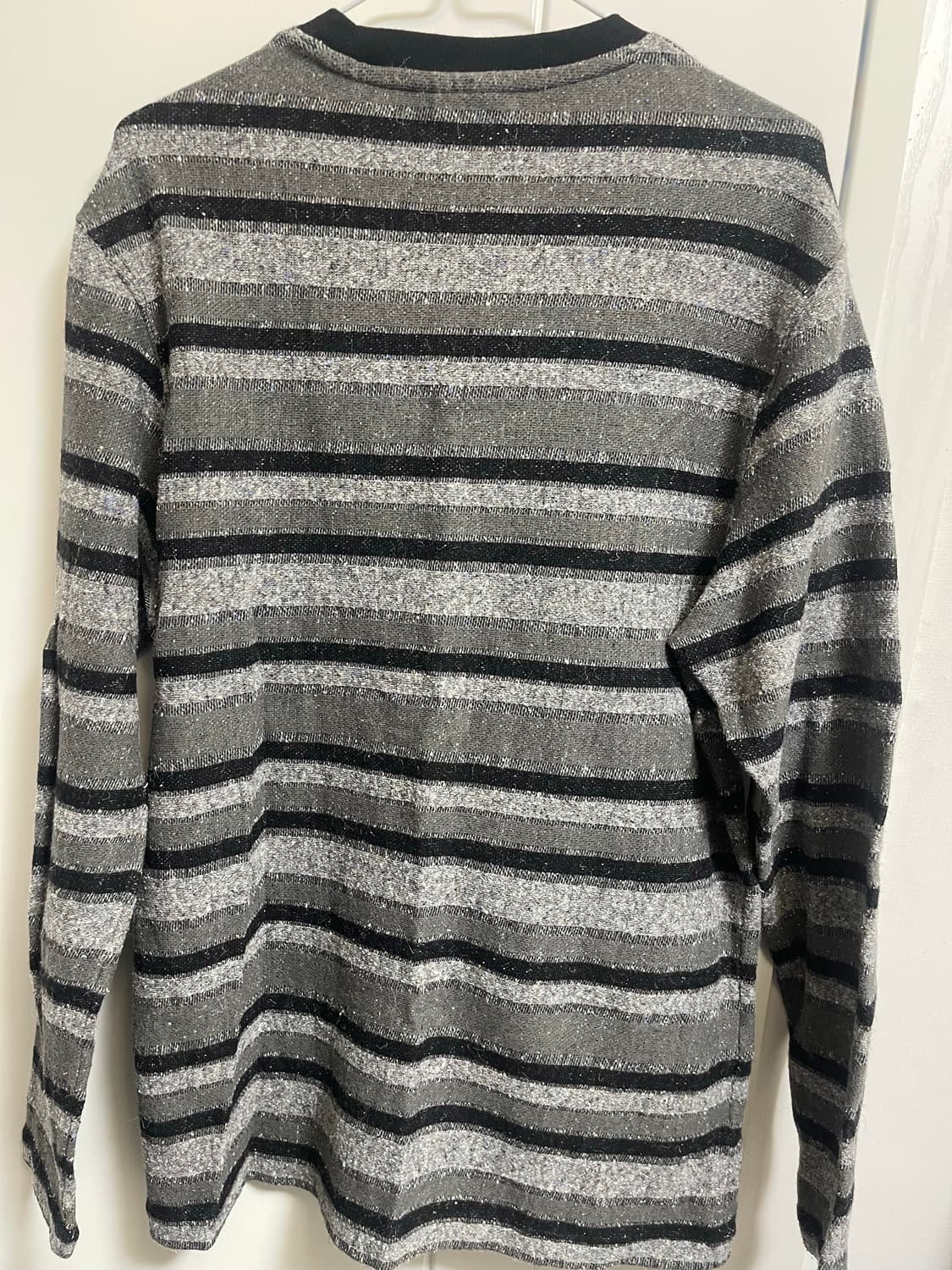 스투시 블랙 그레이 스트라이프 슬리브 티셔츠 M 상품이미지2