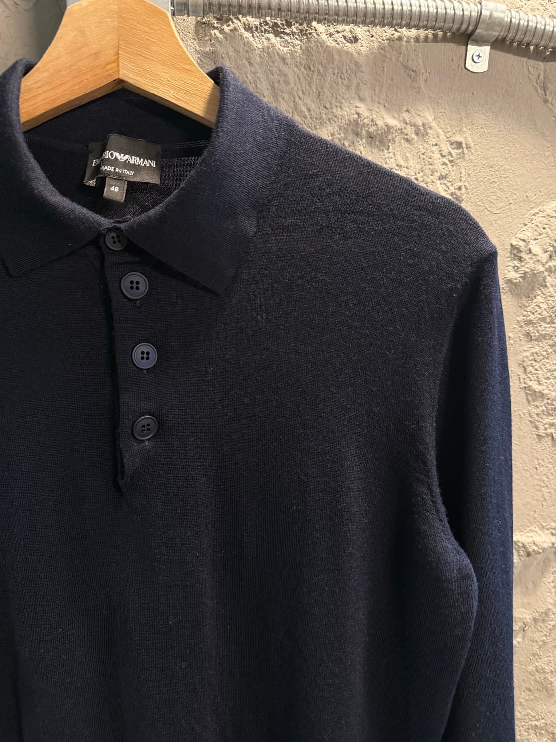 48 엠포리오아르마니 ARMANI 울 니트 폴로 네이비 상품이미지4