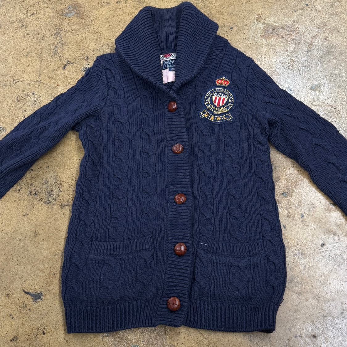 [정품/XS] 폴로진스 네이비 케이블 가디건 b16 상품이미지3