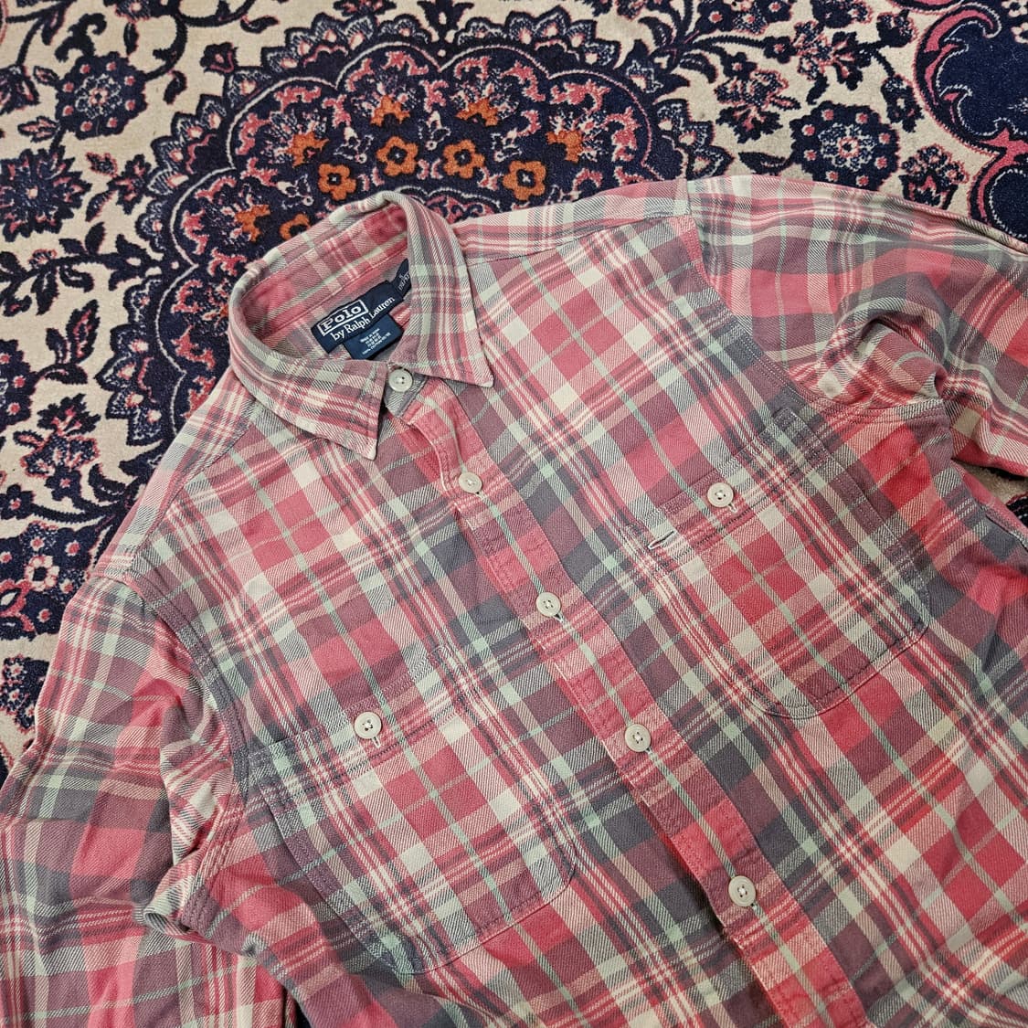 폴로랄프로렌 톤다운 핑크 체크 셔츠 S size 상품이미지2