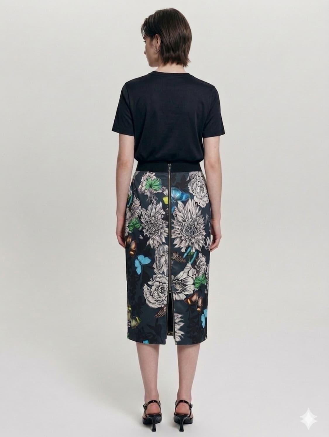 ✨봄 하객룩 | 플라워 패턴 밴딩 미디 스커트 55 | 날씬핏 상품이미지1