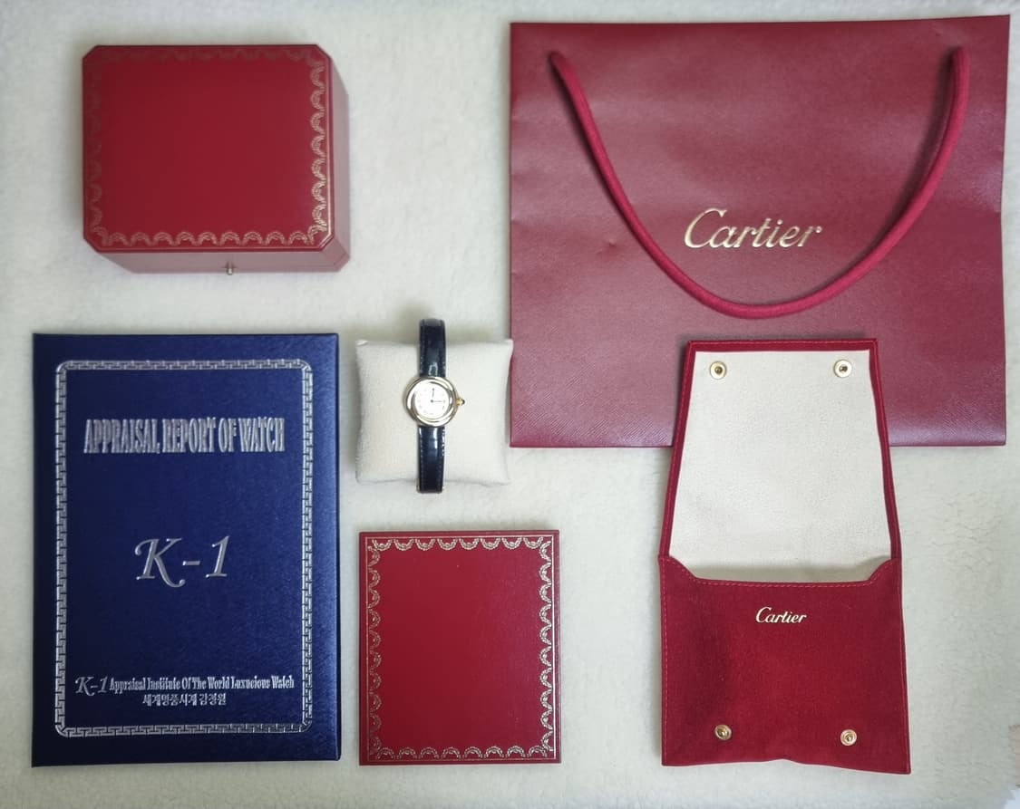 까르띠에 머스트 트리니티 선레이 실버다이얼 디버클 여성시계 99년 상품이미지9