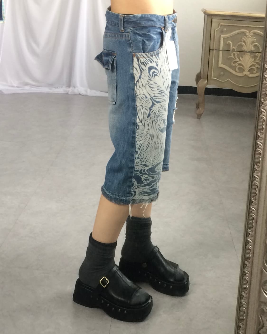 Oriental printing denim short 상품이미지8