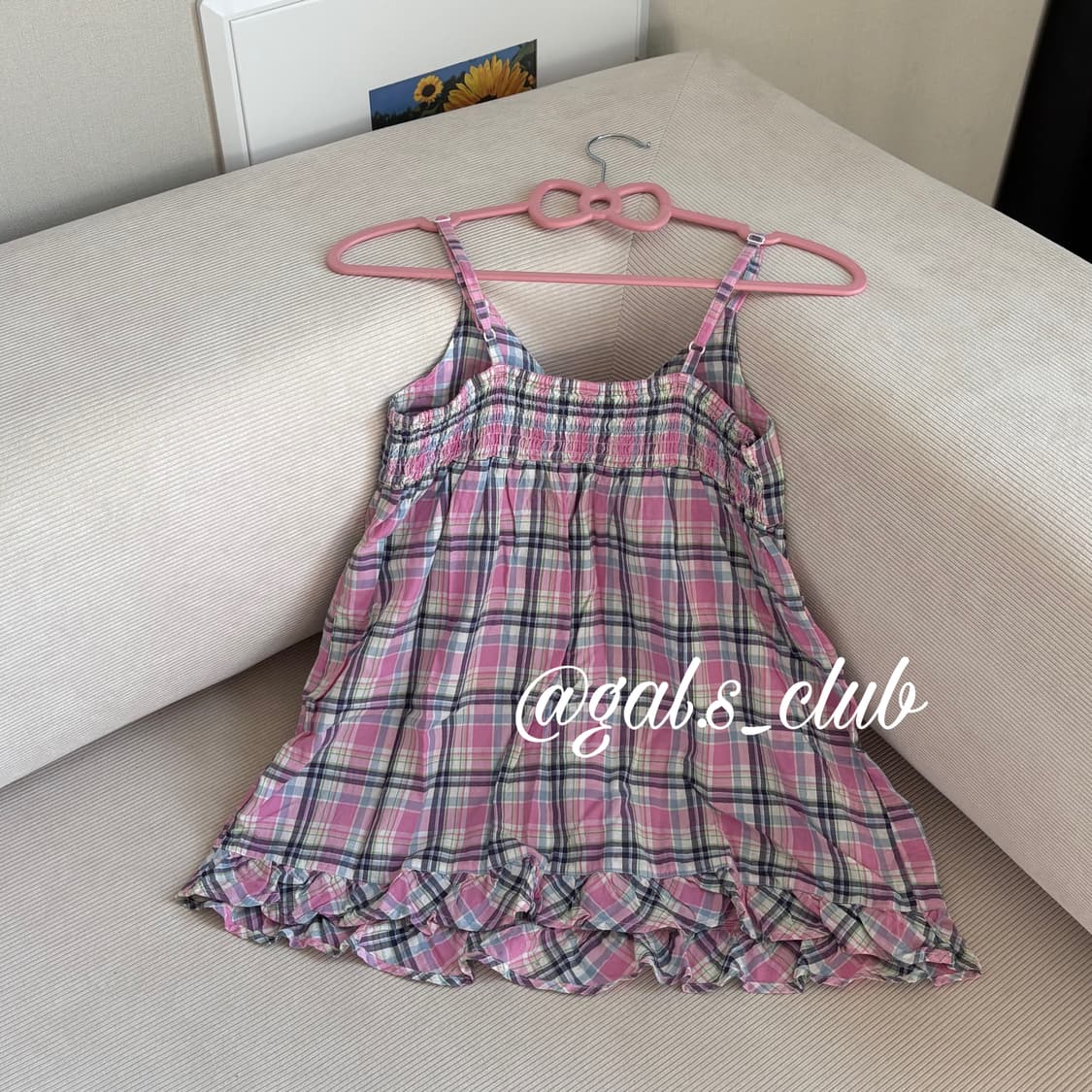 JPN cotton candy plaid ribbon sleeveless 상품이미지3