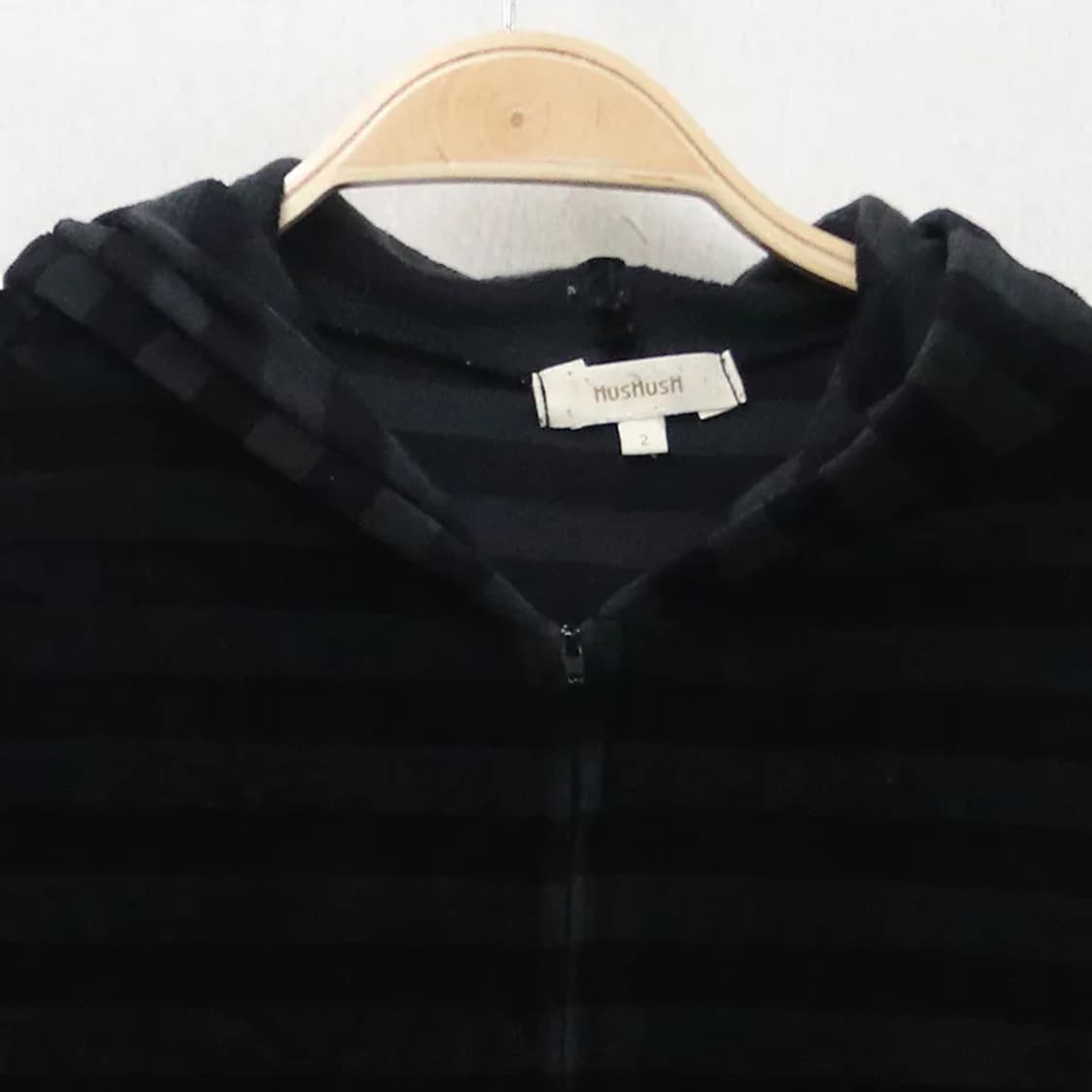 HUSHUSH 스트라이프 벨벳 후드 집업 61946 상품이미지3