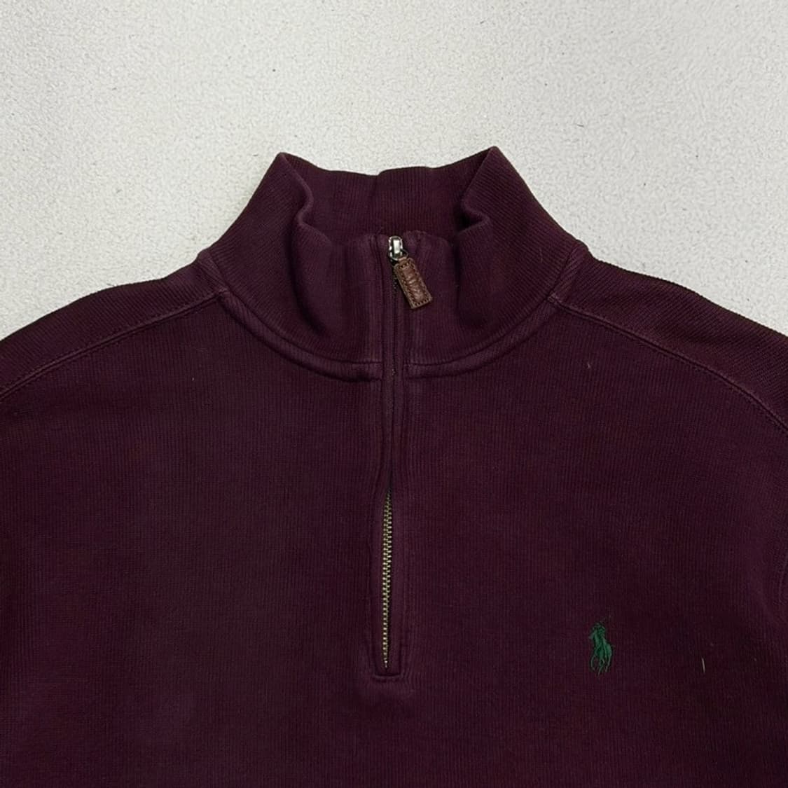 POLO 버건디 코튼 하프 집업 니트 M 상품이미지3