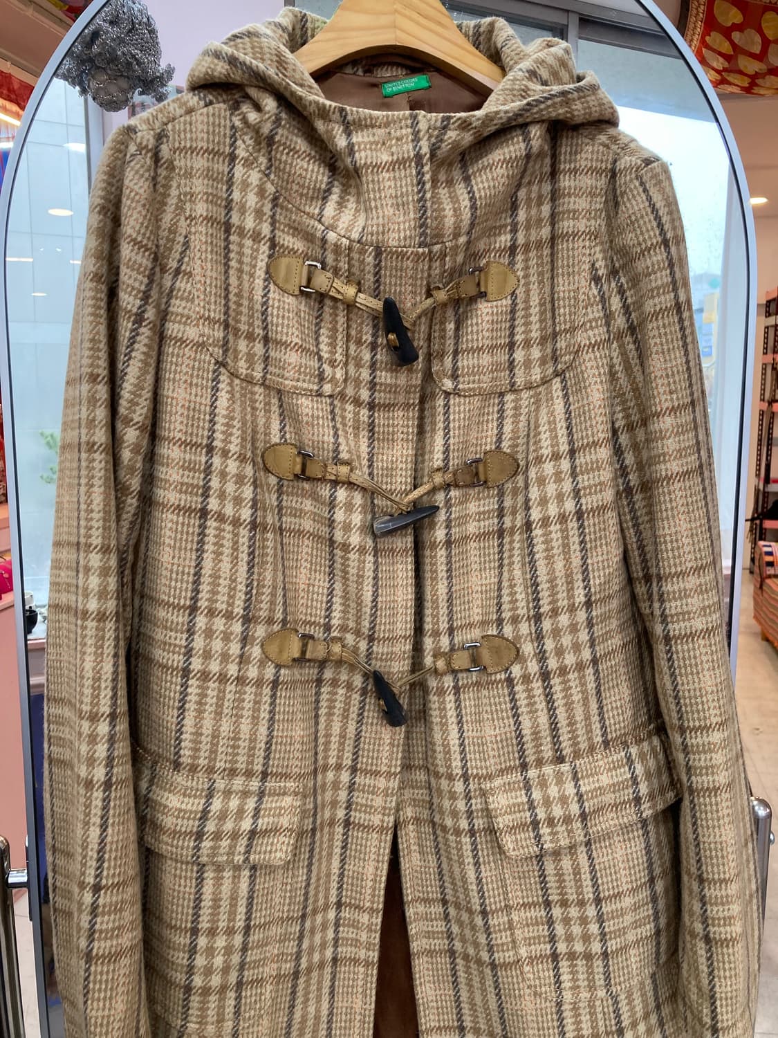 베네통 BENETTON 체크 떡볶이 코트 상품이미지2