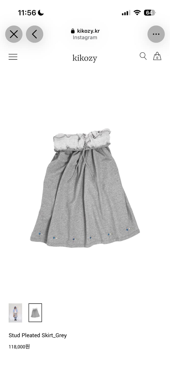 Kikozy 키코지 stud pleated skirt 그레이 상품이미지2