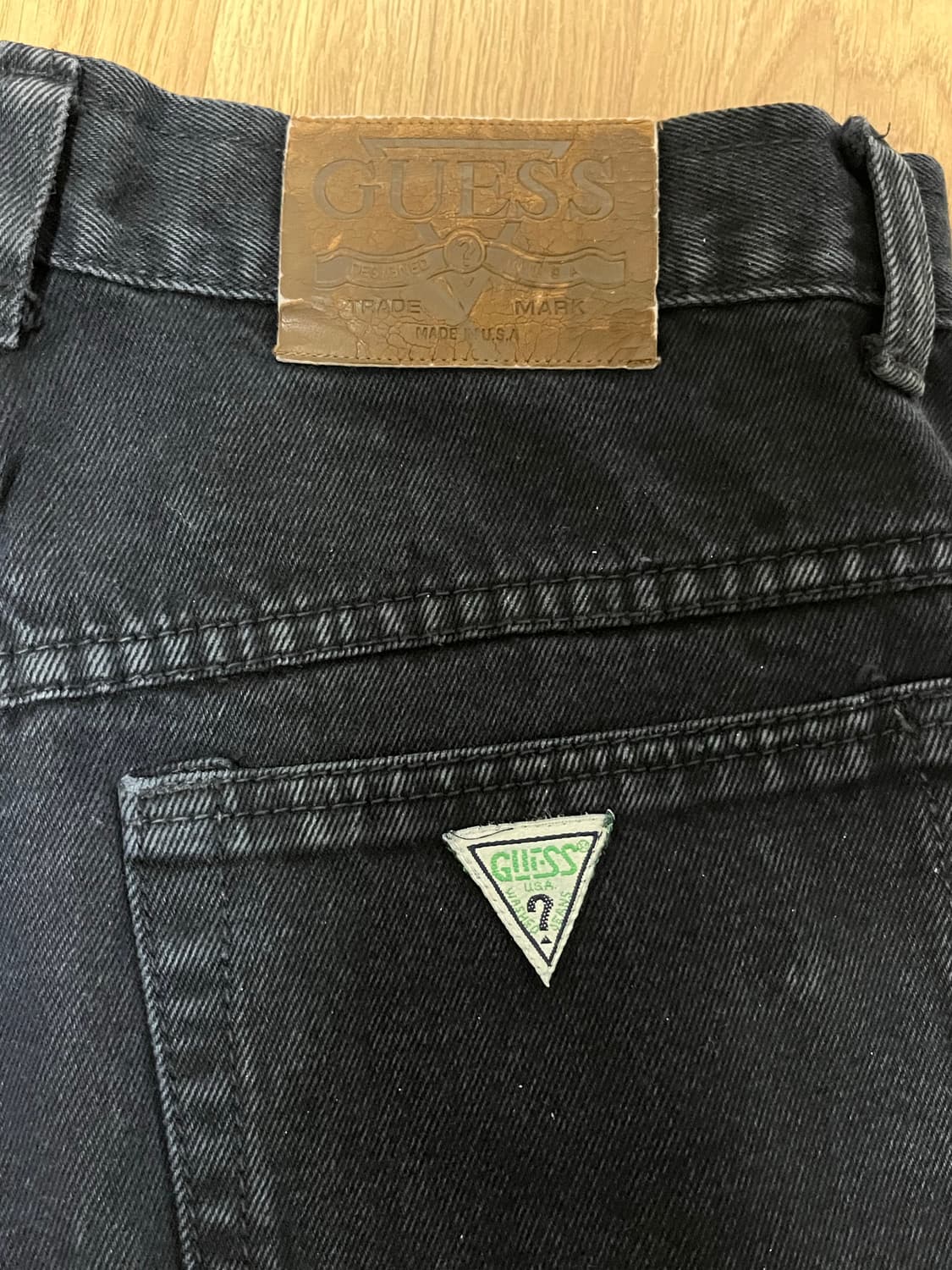 90s guess 게스 마르시아노 흑청 버뮤다 팬츠 made in usa 상품이미지5