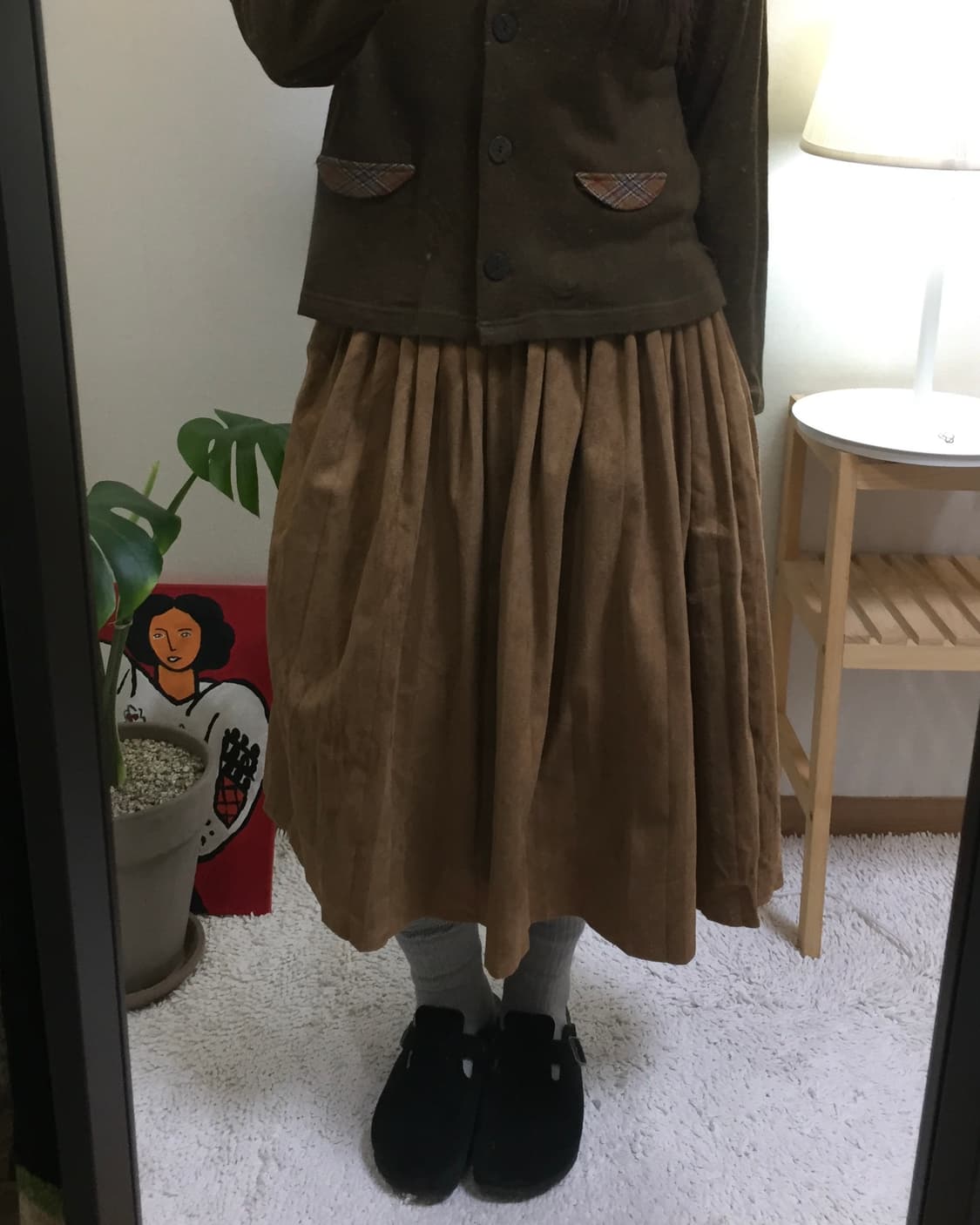 [ELLE] vintage mood swade skirt 상품이미지2