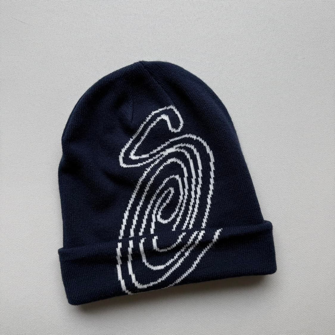 스투시 스파이럴 니트 비니 네이비 상품이미지1