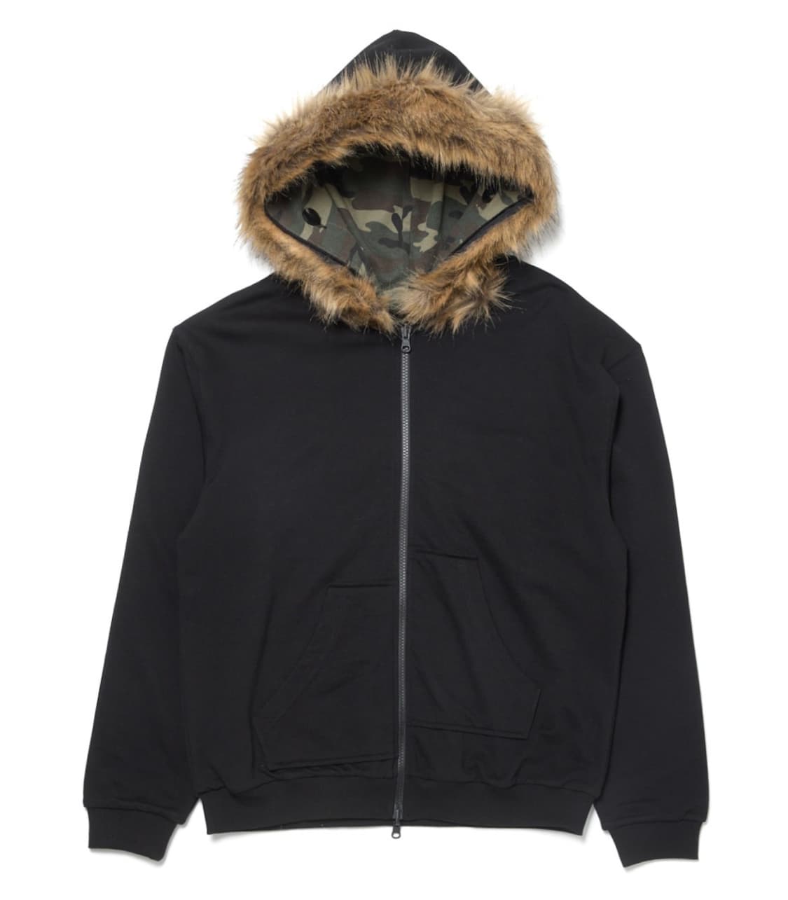 [2] 해칭룸 리버시블 폭스 퍼 후드 집업 블랙 카모 후디 상품이미지1