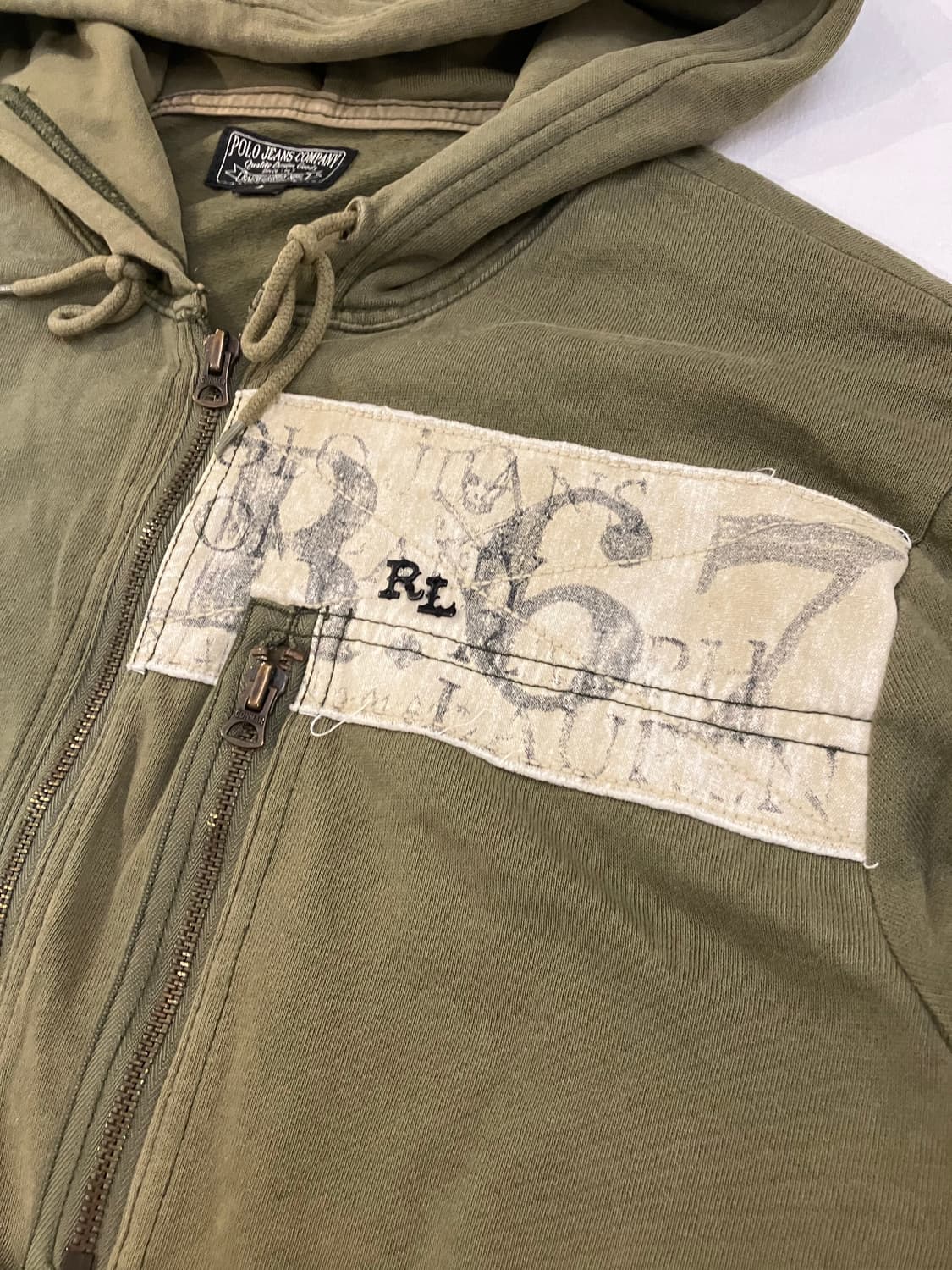 00s 폴로진스 랄프로렌 y2k 그런지 A-2 후드집업 카키 상품이미지3