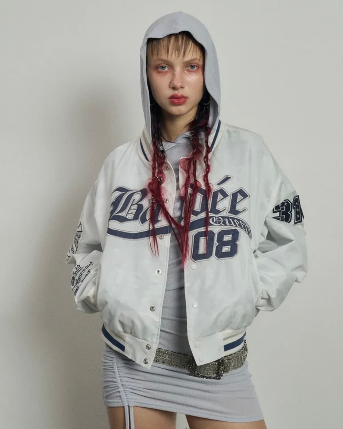 배디 바시티 베이스볼 자켓 화이트 M 상품이미지1