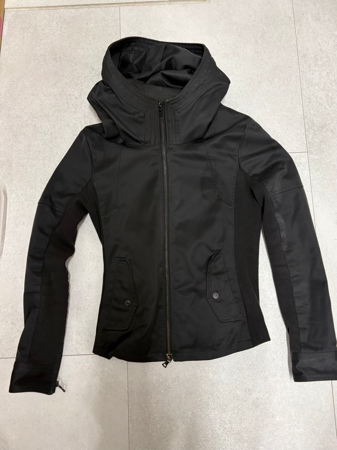 No id 레더 후드 자켓 상품이미지2