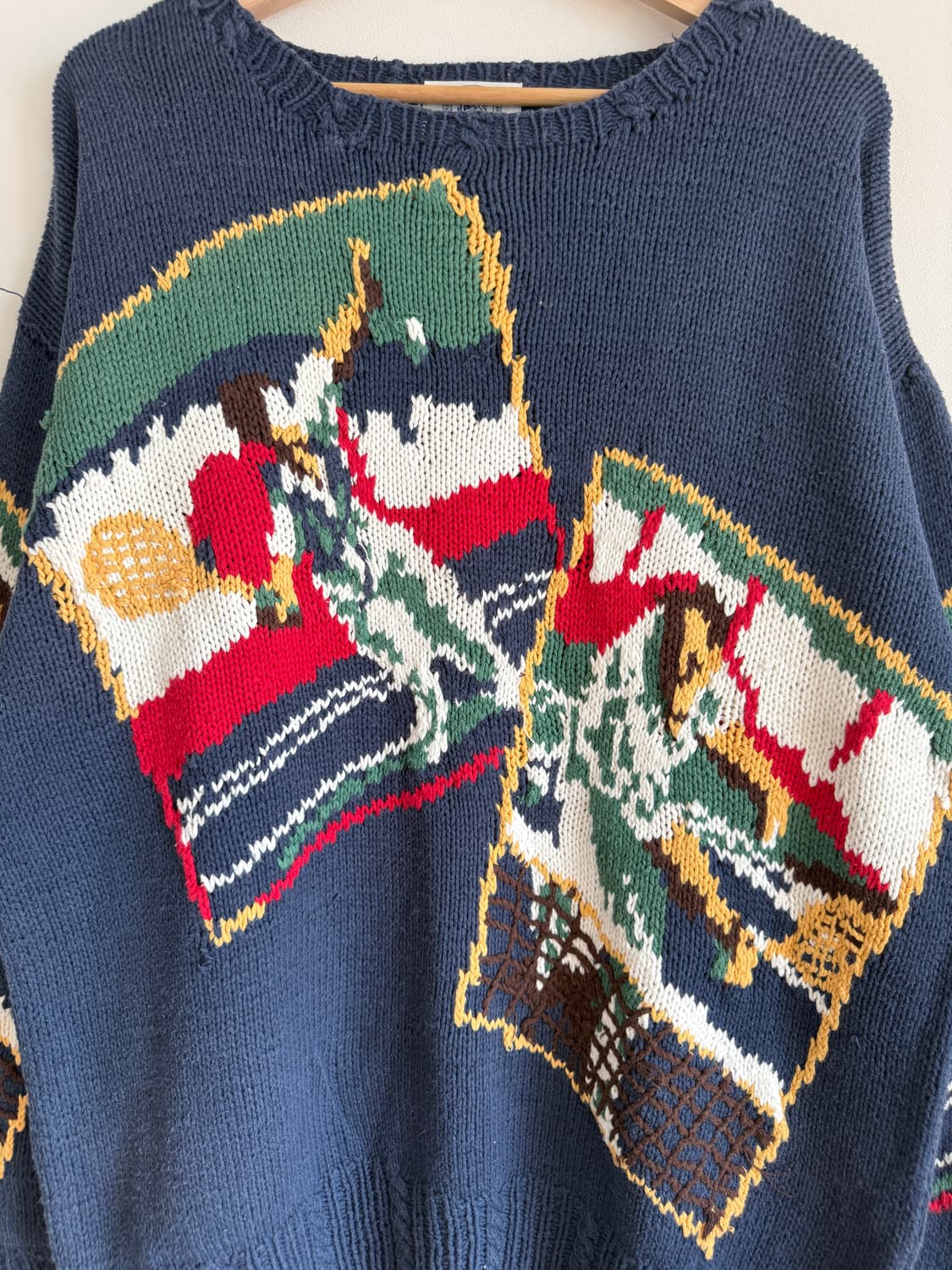 90's 제이프레스(J.PRESS) 핸드메이드 코튼 니트(반도 라이센스) 상품이미지3